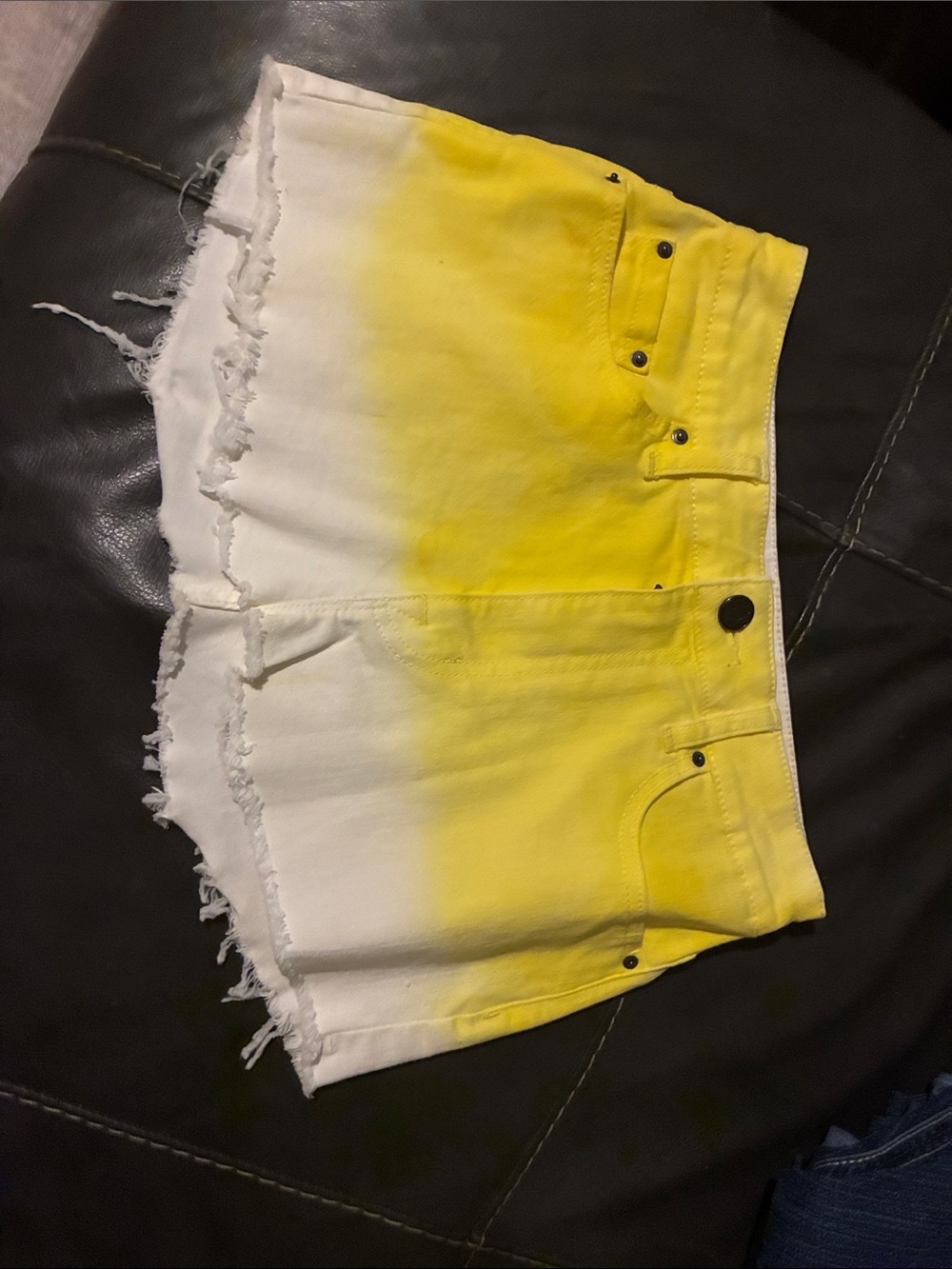 BDG Yellow-to-White Dip Dye Frayed Hem Jean Shorts